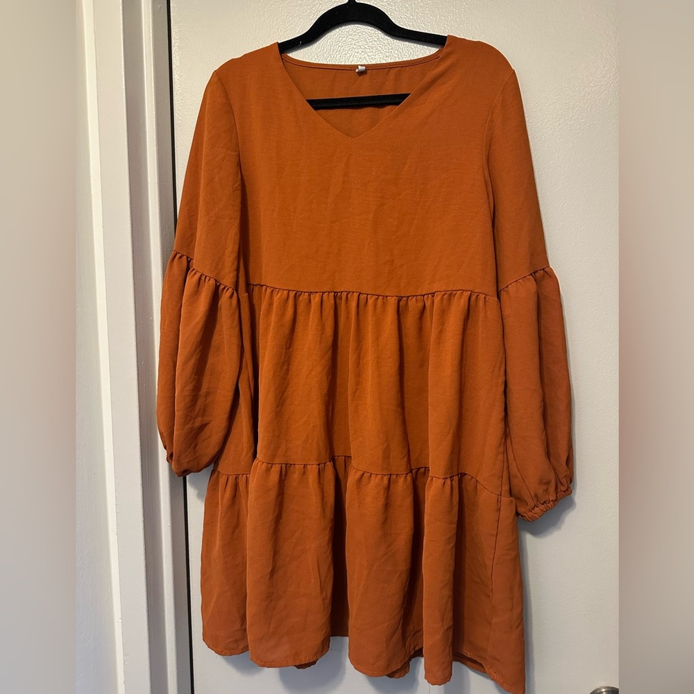 Rust Orange Tiered Dress